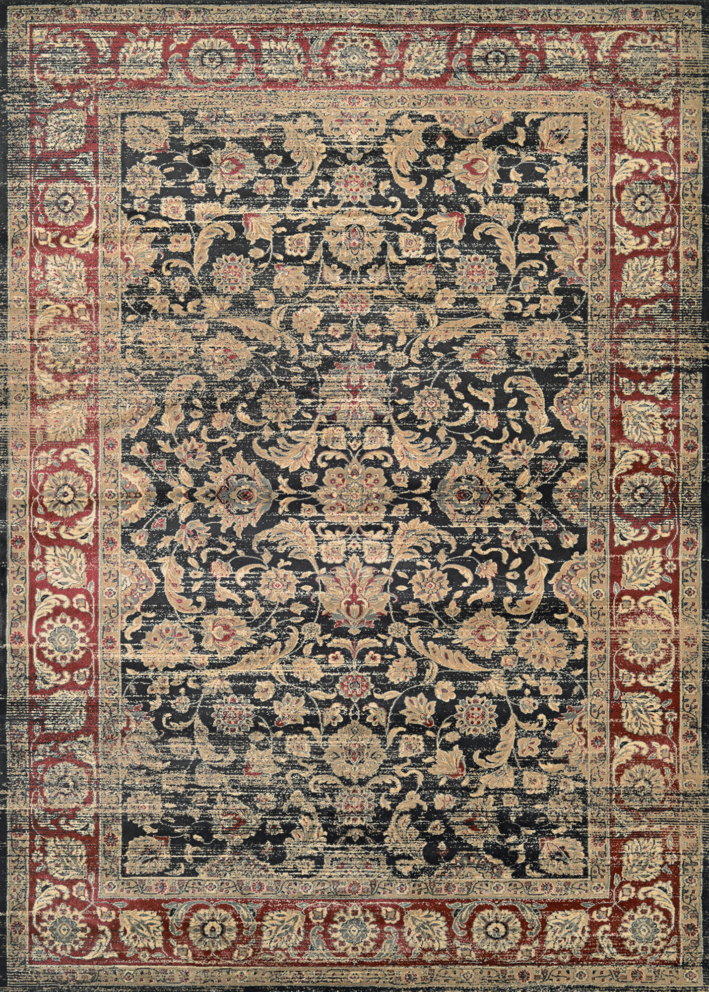 Couristan ZAHARA EMBELLISHED BLOSSOM BLACK Area Rug