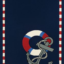 Couristan OUTDOOR ESCAPE ANCHORS AWAY NAVY Area Rug