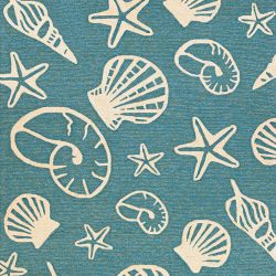 Couristan OUTDOOR ESCAPE CARDITA SHELLS TURQUOISE Area Rug