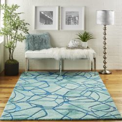 Nourison Symmetry SMM05 Aqua Blue Area Rug