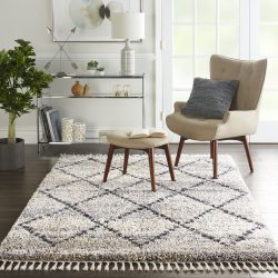 Nourison Oslo Shag OSL01 Silver Grey Area Rug