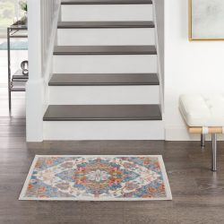 Nourison Elation ETN09 Ivory Blue Area Rug