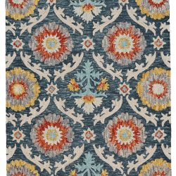 Alternative view of Feizy Abelia Geometric Floral 8673F Blue Area Rug