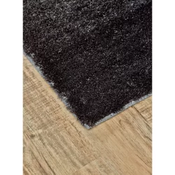 Alternative view of Feizy Indochine Solid Color 4551F Black Area Rug