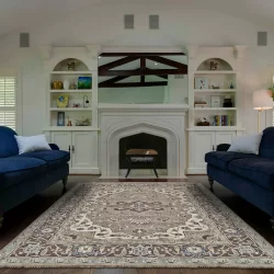 Feizy Ustad Medallion 6112F Grey Area Rug