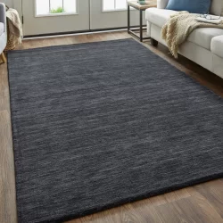 Feizy Luna Solid Color 8049F Black Area Rug
