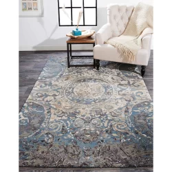 Feizy Tivoli Distressed 8214F Grey Area Rug