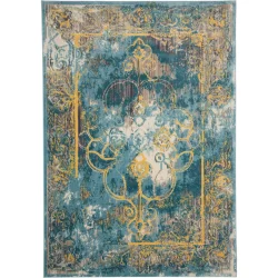 Feizy Keats Distressed 3471F Teal Area Rug
