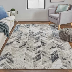 Feizy Micah Graphic 3048F Silver Area Rug