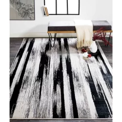 Feizy Micah Abstract 3338F Black Area Rug