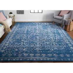 Feizy Bella Ornamental 8014F Blue Area Rug