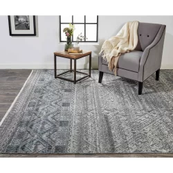 Feizy Payton Geometric 6495F Grey Area Rug