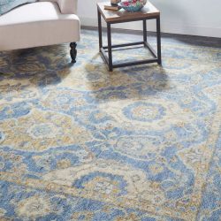 Feizy Carrington Ornamental 6502F Blue Area Rug