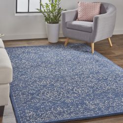 Feizy Modern Family Geometric Floral I8044 Blue Area Rug
