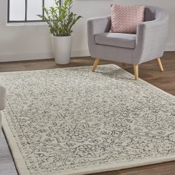 Feizy Modern Family Geometric Floral I8044 Ivory Area Rug