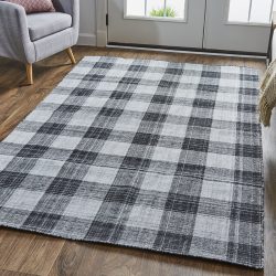 Alternative view of Feizy Jemma Plaid I8050 Black Area Rug