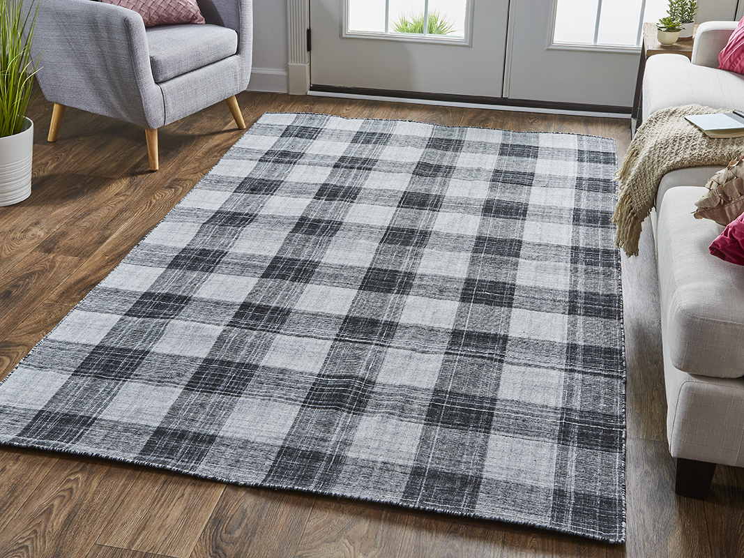 Feizy Jemma Plaid I8050 Black Area Rug - Image 2