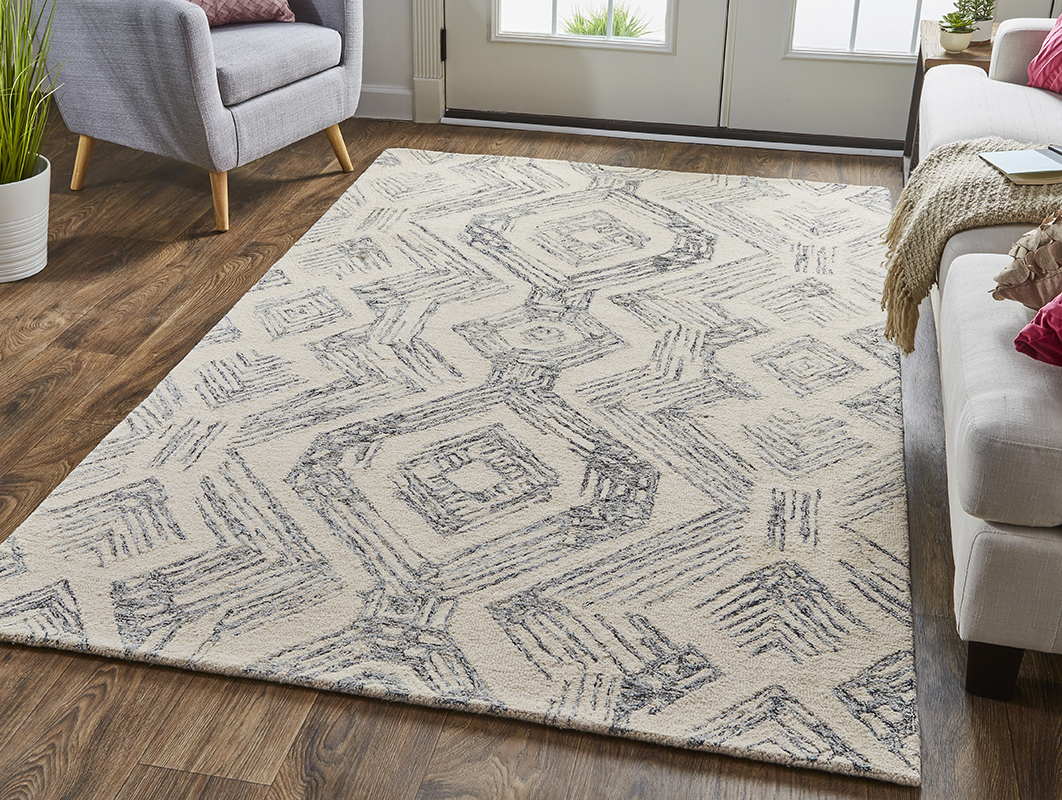 Feizy Helen Geometric I8062 Ivory Area Rug - Image 2