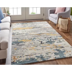 Feizy Everley Abstract 8644F Grey Area Rug