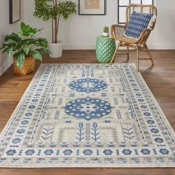 Feizy Foster Geometric 3754F Blue Area Rug