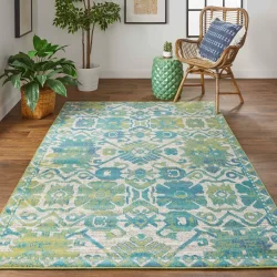 Feizy Foster Ornamental 3758F Green Area Rug