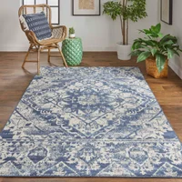 Feizy Foster Medallion 3760F Blue Area Rug