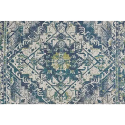 Alternative view of Feizy Foster Medallion 3760F Teal Area Rug