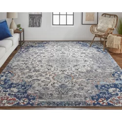 Feizy Bellini Medallion I39CR Grey Area Rug