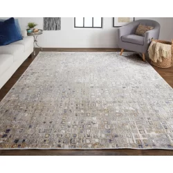 Feizy Laina Mosaic 39G0F Grey Area Rug