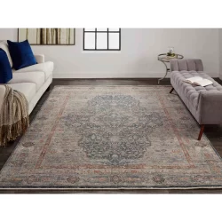 Feizy Marquette Abstract 3778F Grey Area Rug