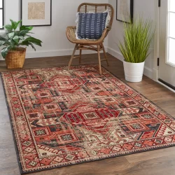 Feizy Nolan Distressed 39BZF Red Area Rug