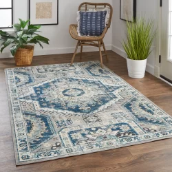 Feizy Nolan Distressed 39CDF Blue Area Rug