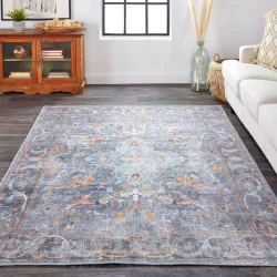 Feizy Percy Medallion 39AFF Blue Area Rug