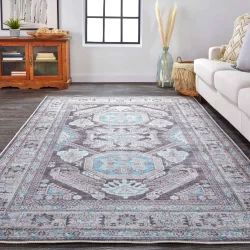 Feizy Percy Medallion 39AGF Grey Area Rug