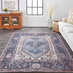 Feizy Percy Ornamental 39AKF Blue Area Rug