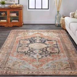 Feizy Percy Distressed 39ALF Orange Area Rug