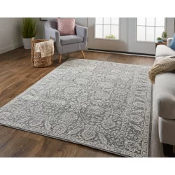 Feizy Thackery Ornamental 39CWF Grey Area Rug