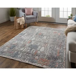 Feizy Thackery Ornamental 39D1F Grey Area Rug