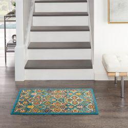 Nourison Allur ALR03 Turquoise Ivory Area Rug