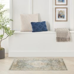 Nourison Astra Machine Washable ASW11 Silver Blue Area Rug