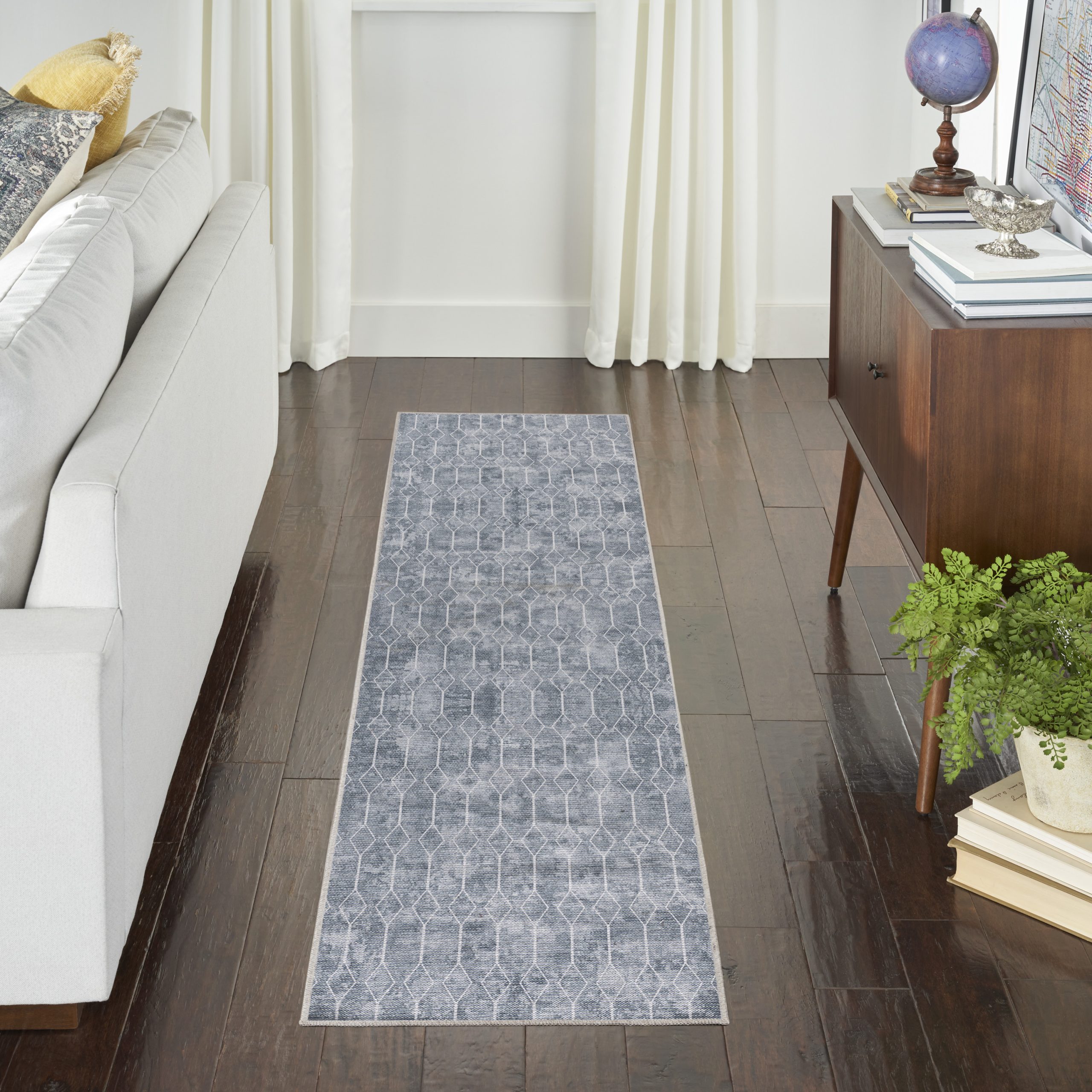 Nicole Curtis Machine Washable Series 1 SR107 Blue Grey Area Rug