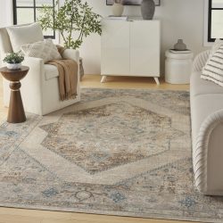 Nourison Astra Machine Washable ASW13 Ivory Blue Area Rug