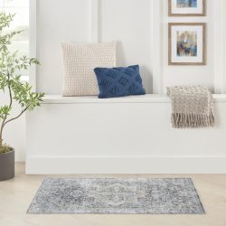 Nourison Astra Machine Washable ASW12 Grey Blue Area Rug