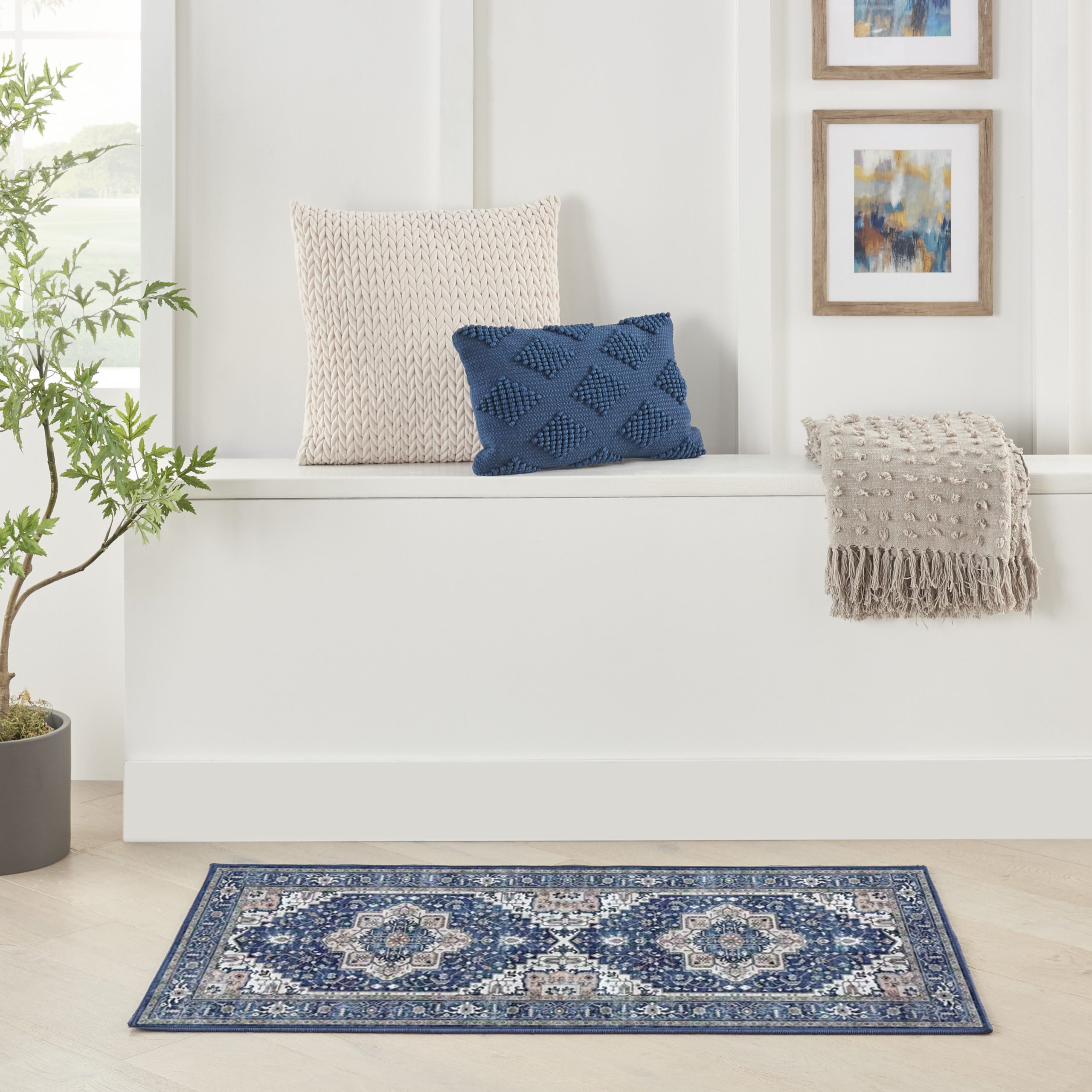 Nourison Fulton FUL10 Navy Ivory Area Rug