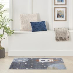 Nourison Astra Machine Washable ASW06 Sky Blue Area Rug