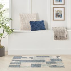 Nourison Astra Machine Washable ASW09 Blue Ivory Area Rug
