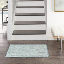 Nourison Courtyard COU01 Ivory Aqua Area Rug