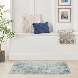 Nourison Astra Machine Washable ASW07 Blue Ivory Area Rug