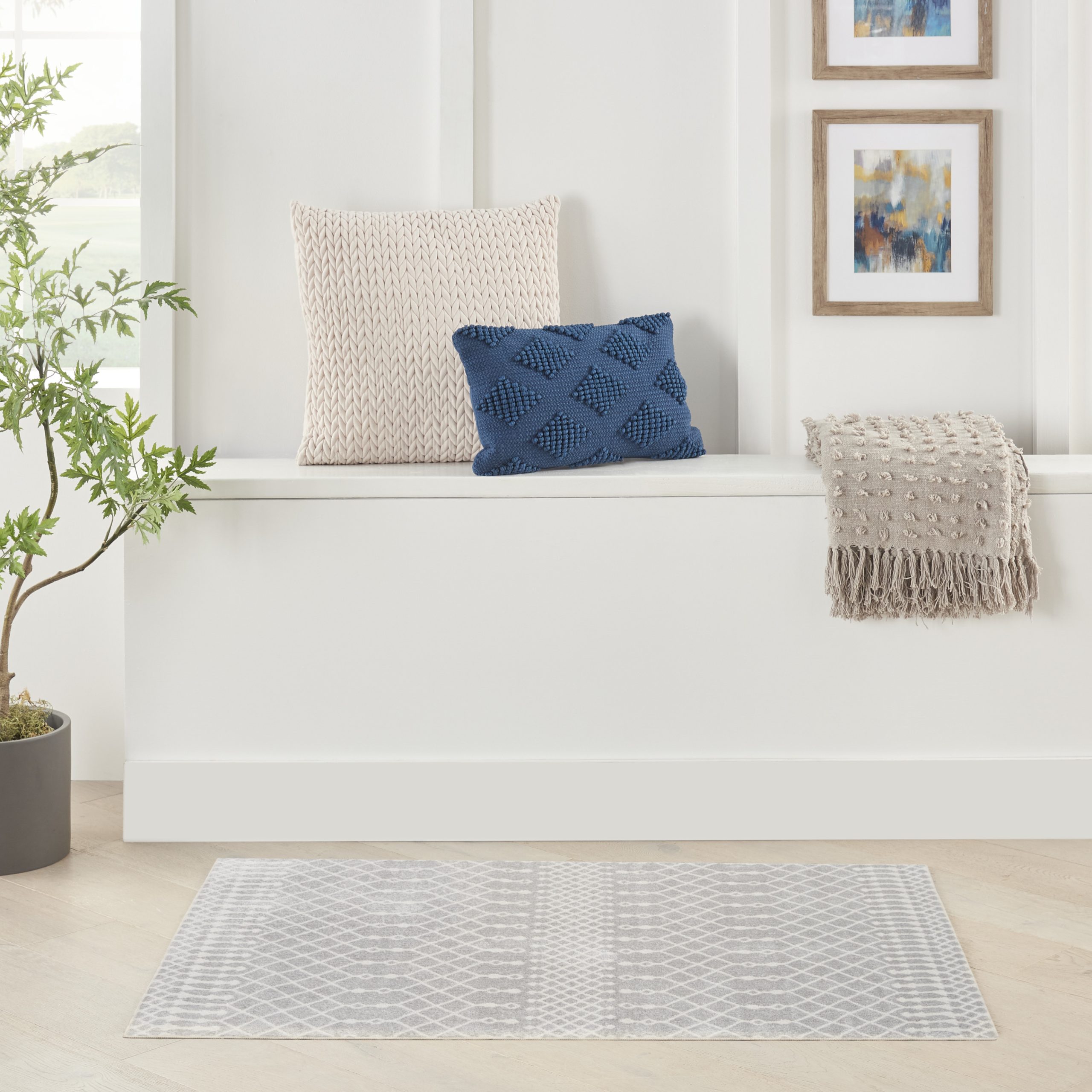 Nourison Astra Machine Washable ASW10 Grey Area Rug