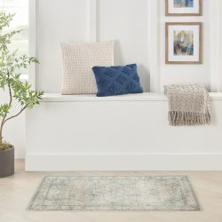 Nourison Astra Machine Washable ASW12 Light Blue Area Rug